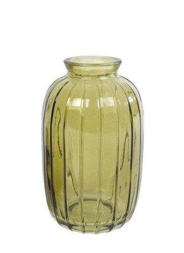 Vaas ribbelglas groen ovaal